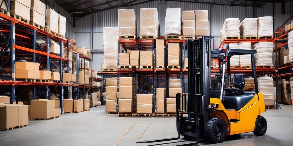 forklift in warehouse business setting