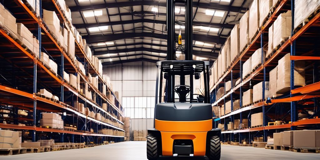 forklift in warehouse business setting