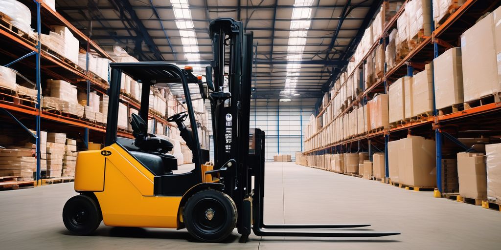 forklift in warehouse industrial setting