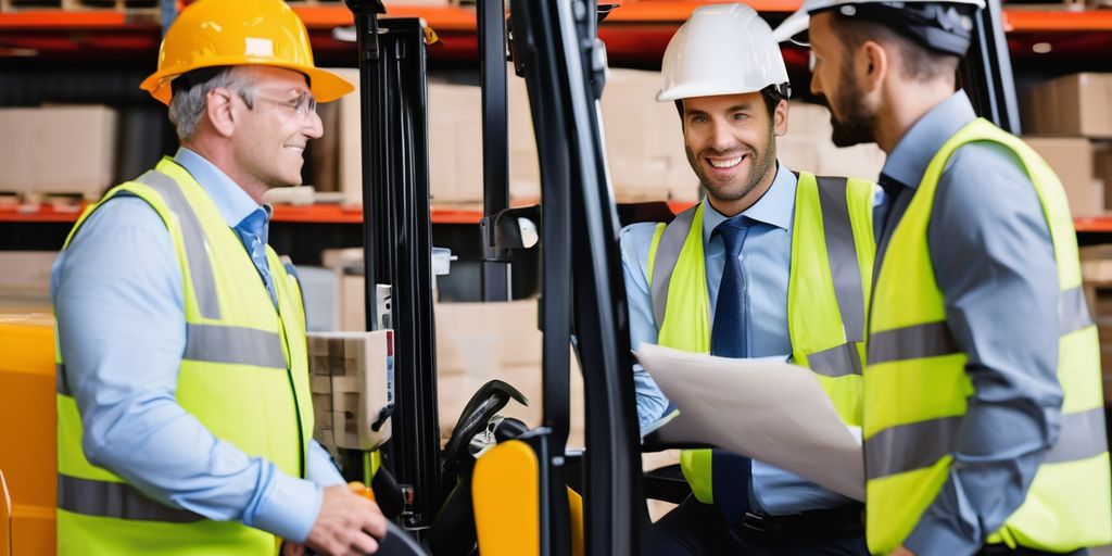 business team meeting discussing forklift purchase