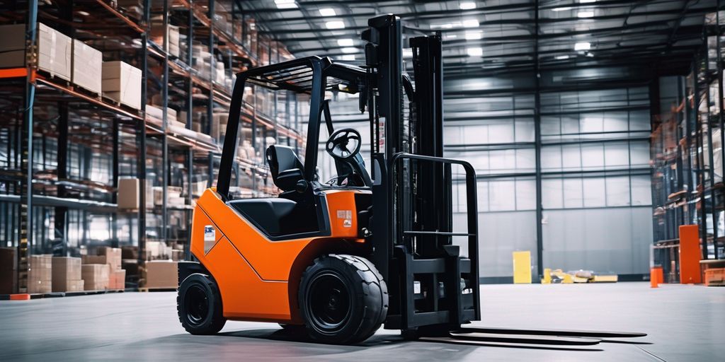 modern forklift in a futuristic warehouse