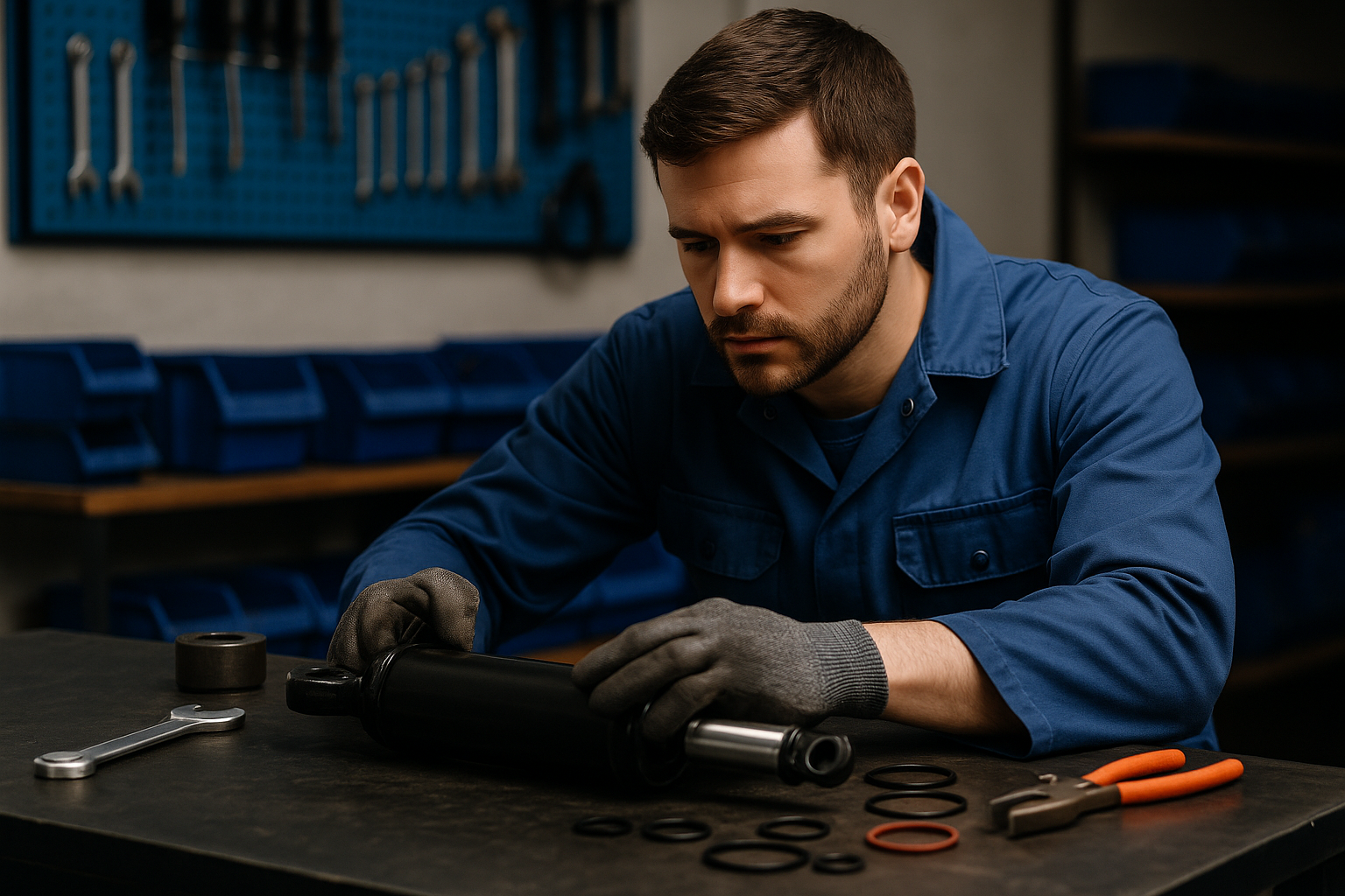 Technician Rebuilding a Cylinder